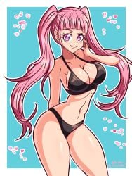 alternate_costume bikini black_bikini black_swimsuit breasts female female_only fire_emblem fire_emblem:_three_houses hilda_valentine_goneril jokarioart nintendo pink_hair solo swimsuit