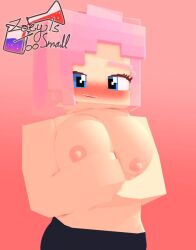 3d adult blue_eyes blush breasts female female_only holding_breasts horny_female human humanoid looking_at_viewer mine-imator minecraft nipples pink_hair simple_background smile smiling smiling_at_viewer solo solo_female tagme topless topless_female zoey_(zoeyistoosmall) zoey_is_too_small