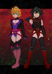 bulge femboy girly kingdom_hearts latex leotard thighhighs tight_clothing unversed vanitas ventus