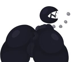 anthro anus ass_focus asshole big_ass big_butt black_body chain_chomp chain_leash fat_ass kekbun mario_(series) nintendo presenting_anus presenting_pussy pussy teeth_showing vagina white_background