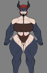 1girls barbarian demon demon_girl demon_horns female female_only hairy_pussy hybrid muscular_arms muscular_female muscular_thighs repomorame thick_thighs wide_hips