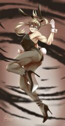 1girls 2020 2022 2d 2d_(artwork) action_pose artist_name ass azroaziah blonde_female bunny_ears bunnysuit clothed clothed_female crazy_eyes dated female female_only female_protagonist fully_clothed gloves glowing_eyes green_eyes heels human human_female human_only jumping legs light-skinned_female light_skin looking_at_viewer maka_albarn midair muscular muscular_female muscular_thighs no_sex questionable solo solo_female soul_eater teenage_girl teenager waltzforzi