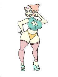 alexbaby034 belly_button big_breasts boob_window colored edit gem_(species) pearl_(steven_universe) simple_background simple_shading steven_universe traced