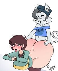 1boy 1girls 2d ahegao ass ass_grab big_ass big_breasts bob_(undertale) breasts chara female femsub glazed_(artist) holy_shit_its_bob huge_ass human humanoid looking_pleasured male maledom moaning pleasure_face sex tagme temmie_(undertale) tongue_out undertale undertale_(series)