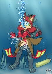 3_toes 5_fingers absurd_res air_bubble anthro anthro_on_anthro anthro_penetrated anthro_penetrating anthro_penetrating_anthro arm_grab balls black_clothing black_sclera bodily_fluids breasts byondrage clothed clothing clothing_aside cum cum_in_water cum_underwater cumshot duo ear_tuft ejaculation erection feet fingers forced foreskin from_behind_position fur genital_fluids genitals glans hair hand_on_leg hi_res humanoid_genitalia humanoid_penis leg_grab male male_penetrating mammal nipple_outline open_mouth oxygen_tank penetration penis rape red_body red_clothing red_ears red_fur red_hair retracted_foreskin sex sex_toy size_difference submissive toes tongue tuft underwater underwater_sex vein veiny_penis vibrator water yellow_eyes