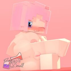 3d ;3 adult blue_eyes blush breasts female female_only horny_female looking_at_viewer mine-imator minecraft nipples nude nude_female pink_hair pussy simple_background solo tagme watermark wink winking winking_at_viewer zoey_(zoeyistoosmall) zoey_is_too_small