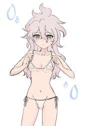 bikini breasts danganronpa danganronpa_2:_goodbye_despair genderswap_(mtf) nagito_komaeda rule_63 see-through see-through_bra see-through_clothing see-through_panties see-through_underwear skimpy_bikini straight_hair