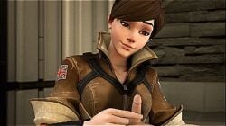 1girls 3d amused animated female handjob male overwatch penis redmoa small_penis small_penis_humiliation straight tracer two-finger_handjob two_finger_handjob