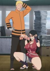 1boy 1girls adjusting_glasses adult after_fellatio after_oral age_difference aged_up alternate_hair_length alternate_hairstyle awesomegio bandaged_arm bandages big_breasts big_penis black_eyes black_hair boots boruto:_naruto_next_generations cameltoe cheating cheating_husband clothed_sex cock_hungry cum cum_on_body cum_on_clothes cum_on_face dress drooling duo duo_focus erect_penis eyewear full_body fully_clothed glasses glowing heels hokage_office indoors jacket kneeling light-skinned_female light-skinned_male light_skin long_hair looking_at_partner looking_at_penis megane minidress naruto naruto_(series) nipples office older_male on_knees open_toe_shoes panties pants penis penis_grab puffy_nipples red-framed_glasses saliva sarada_uchiha short_hair spread_legs teenager uncensored uzumaki_naruto visible_nipples yellow_hair younger_female