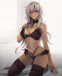 big_breasts big_thighs eyeglasses gray_hair kantai_collection kasumi_(skchkko) lingerie musashi_(kantai_collection) red_eyes silver_hair tagme tall_female white_hair