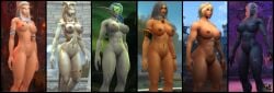 3d 6girls athletic blood_elf draenei female female_only glowing_eyes human human_(warcraft) jewelry kul_tiran_human lightforged_draenei muscular necklace night_elf nightborne nipple_chain nipple_rings nude nude_female pierced_nipples piercing pointy_ears thick_thighs titaa world_of_warcraft