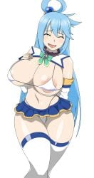 1girls aqua_(konosuba) aqua_eyes aqua_hair big_breasts kono_subarashii_sekai_ni_shukufuku_wo! nkise smile tagme