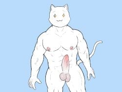 anthro anthrofied epic_games erection fortnite hi_res male male_only meowscles meowscles_(fortnite) muscular nipples penis solo solo_focus solo_male testicles video_games white_fur wooddaddy