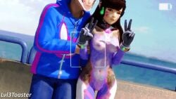 3d animated ass ass_grab bodypaint butt camera camera_pov d.va exibitionism gif groping groping_ass lvl3toaster overwatch peace_sign pussy slapping tagme