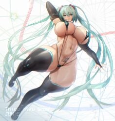 1girls 2022 abs alternate_breast_size barcode body_markings breasts female hand_behind_head hatsune_miku hi_res hips huge_breasts legwear light_skin long_hair massive_breasts pubic_tattoo qr_code qr_code_tattoo sinensian slim_waist sling_bikini smug striped_bikini teal_eyes teal_hair thick_thighs thighhighs thighs twintails vocaloid voluptuous voluptuous_female wide_hips