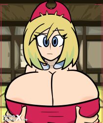 1girls alternate_breast_size blonde_hair blue_eyes breast_grab breasts chillfab cleavage clothing female gigantic_breasts groping huge_breasts human human_only irida_(pokemon) looking_at_viewer massive_breasts nintendo pokemon pokemon_legends:_arceus pov