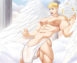 abs angel angel_wings biceps blonde_hair blue_eyes bodybuilder broken_halo gasaiv hyper hyper_balls hyper_bulge hyper_genitalia hyper_muscles hyper_penis hyper_testicles laurel_crown male male_focus male_only muscle muscles muscular muscular_arms muscular_ass muscular_back muscular_legs muscular_male muscular_thighs nipples open_mouth pecs thong tongue tongue_out veins veiny_penis