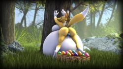 3d anthro anthro_only big_belly big_breasts digimon digimon_(species) egg_laying huge_belly person-420 renamon