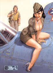 cleavage f4u_corsair nip_slip pinup romain_hugault usmc