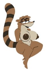 anthro big_breasts bimbo bimbofication breasts brown_body brown_eyes brown_fur cartoon_network curvy_figure dark_brown_fur eyelashes female fur half-closed_eyes hi_res komdog komponi light_brown_fur looking_at_viewer mammal markings multicolored_body multicolored_fur narrowed_eyes nude procyonid raccoon regular_show rigby_(regular_show) rule_63 simple_background slightly_chubby slightly_chubby_female solo striped_markings striped_tail stripes tail_markings wide_hips