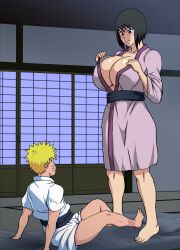 1boy 1girls comic dialogue female japanese_text looking_down looking_down_at_partner male naruho naruto naruto_(classic) naruto_(series) naruto_shippuden shizune story uzumaki_naruto