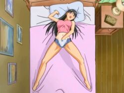 animated animated_gif arched_back bed bounce bouncing_breasts breasts from_above hand_in_panties masturbation mizushima_asa navel open_mouth panties pillow screencap screenshot sora_no_iro_mizu_no_iro underwear