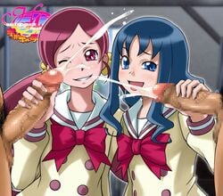 censored clothing cum ejaculation erika_kurumi handjob heartcatch_precure! heartcatch_pretty_cure! highres oreteki precure pretty_cure pubic_hair tsubomi_hanasaki unseen_male_face