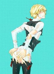 1boy blush durarara!! heiwajima_shizuo male male_only solo torn_clothes wet