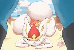 ass beach before_sex big_ass big_butt bikini cinderace gothicc_komy_(artist) lucario pokemon pokemon_(species) quality