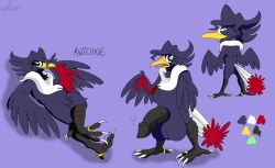 anthro anthrofied avian beak big_penis claws green_eyes honchkrow male nelsonnoir penis pokemon pokemon_dppt solo talons toe_ring wings