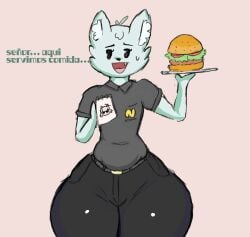 blue_body blue_fur canine gothicc_komy_(artist) hamburger male male_only naomi_(gothicc_komy) thick_ass thick_thighs thighs