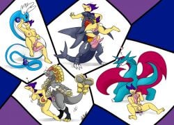 anthro anthrofied diphallia diphallism dragonair furry futanari garchomp hemipenes kommo-o multi_penis nelsonnoir penis pokemon pokemon_(species) pokemon_dppt pokemon_gsc pokemon_rgby pokemon_rse pokemon_sm salamence typhlosion