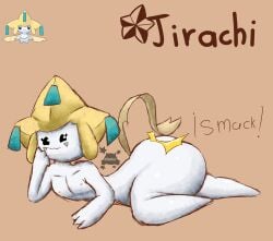 anthro ass big_ass big_butt gothicc_komy_(artist) jirachi pokemon pokemon_(species)