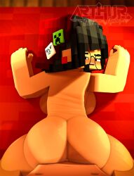 1boy 1girls 3d all_fours ambiguous_penetration arthur32 ass backboob big_ass big_breasts black_hair blush breasts commission ear_piercing female glasses hairclip huge_ass looking_at_viewer looking_back male male_pov mine-imator minecraft nude original_character piercing sex short_hair thick_thighs wide_hips