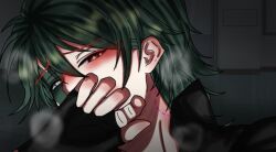 blush brown_eyes dark_room gacha gacha_club gacha_life gay gloves green_hair hickey hickey_marks mcyt pak_fred panting scared sense-kya teacher white_eyes white_skin ytmci