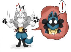 anal_vore anthro balls blue_fur closed_eyes furry gay lucario male nelsonnoir original_character pawpads pokemon pokemon_(species) pokemon_dppt shocked tongue_out vore white_fur x-ray yaoi