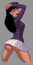 1girls alternate_version_available ass black_hair dc dc_comics dcau female female_only lois_lane lois_lane_(dcau) long_hair miniskirt no_panties pose posing purple_eyes purple_jacket rear_view skirt solo sunsetriders7 superman:_the_animated_series superman_(series)