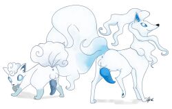 2boys alolan_ninetales alolan_vulpix anus balls blue_eyes blue_penis male male_only nelsonnoir ninetales pokemon pokemon_(species) pokemon_rgby pokemon_sm quadruped smile veiny_penis vulpix white_fur