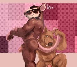 2022 anthro balls duo flaccid genitals hi_res male male/male male_only master_splinter navel nude penis penis_grab smile spectral-bat tail_grab teenage_mutant_ninja_turtles