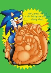 absurd_res after_vore anthro anthro_only belly big_belly bleeding-fingertips clothed clothing crossdressing dialogue eyeshadow female group hi_res high_heels legwear makeup male male/female male/male mobian_(species) natsumemetalsonic no_humans oral_vore sega sonic_(series) sonic_the_hedgehog sonic_the_hedgehog_(series) stomach_bulge thigh_highs vore