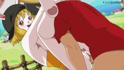 animated barefoot blonde_hair blush bouncing_breasts bunny_ears carrot_(one_piece) deep_penetration female happy happy_sex hat looking_pleasured male medium_breasts monkey_d_luffy ocarina_(artist) ocarinaotw one_piece open_mouth penetration penis pussy rabbit_ears red_eyes sex shirt spread_legs thick_thighs thighs uncensored white_skin wide_hips