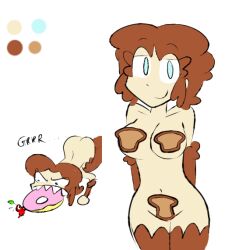 1girls anthro arms_behind_back armwear ass barely_clothed belly_button blue_eyes bread breadbug breasts brown_hair color color_edit cookiestar456 donut edit female flat_colors large_ass large_breasts nintendo pasties pikmin pikmin_(species) red_pikmin smug smug_face stockings toast white_skin