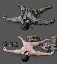 3d abs balaclava bara belt biceps boots call_of_duty call_of_duty:_ghosts clothes_on_floor clothing_on_floor erect erect_while_sleeping erection footwear gay ghost_(modern_warfare_2) gloves jacket laying laying_down laying_on_back legwear lying lying_on_back mask masked masked_male modern_warfare muscular muscular_male muscular_male_only on_back pecs penis pubic_hair questionable_consent simon_riley socks soldier spread_eagle striped stripped stripped_naked tactical_gear tattoo tattoos thighs undressed