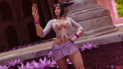 3d athletic athletic_female black_hair bracelet breasts busty capcom female female_focus female_only hourglass_figure juri_han long_hair medium_breasts nail_polish navel pareo pinup pinup_pose sleeves_rolled_up street_fighter tagme tied_hair tied_shirt wide_hips ynoz