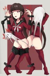 ass atomic_wedgie bound_wrists cameltoe danganronpa danganronpa_v3 harukawa_maki straight_hair underwear undressed wedgie