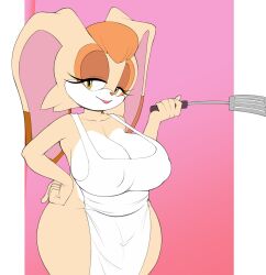 1girls absurd_res anthro apron apron_only big_breasts breasts cleavage clothed clothing female fur furry furry_only hi_res kappa_spark lagomorph leporid lipstick looking_at_viewer mammal mature mature_female mature_woman milf mostly_nude mother naked_apron rabbit sega solo sonic_(series) sonic_the_hedgehog_(series) spatula thick_thighs tools vanilla_the_rabbit white_apron yellow_eyes