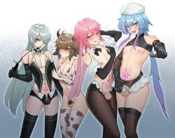 2022 4boys :p :q absurd_res ahoge animal_ears ansel_(arknights) arene arene_(arknights) arknights arm_up bare_shoulders beret bikini bison_(arknights) black_gloves blue_background blue_eyes blue_hair blush bottomless bow bowtie brown_eyes brown_hair bulge bunny_boy bunny_ears caged censored chastity chastity_cage chastity_device choker clothing cock_cage cow_boy cow_ears cow_print crossdressing detached_collar dominatrix elbow_gloves eyebrows_visible_through_hair eyes_visible_through_hair fangs femboy flat_chastity_cage frills gins gloves gradient_background gradient_hair hair_between_eyes hair_over_one_eye hand_behind_head hand_on_arm hand_on_ass hand_on_crotch hat heart heart_tattoo highres holding_riding_crop horns licking licking_lips long_ears long_hair looking_at_viewer male male_chastity male_only matching_hair/eyes micro_bikini micro_shorts midriff mizuki_(arknights) multicolored_background multicolored_hair multiple_boys naughty_face navel nipple_piercing nipples nub_chastity_cage one_eye_closed open_mouth pantyhose penis_cage piercing pink_eyes pink_hair pointing pointing_at_viewer pose pout pubic_tattoo purple_hair revealing_clothes riding_crop seductive short_hair shorts silver_hair simple_background skindentation small_chastity_cage small_penis smile standing swimsuit tattoo testicles thick_thighs thighs tongue tongue_out trap two_tone_background two_tone_hair very_long_hair white_background wide_hips wink zettai_ryouiki