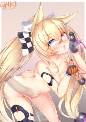 ahe_gao animal_ears blonde_hair breasts bulge cum cum_in_mouth deep_penetration doggy_style g41_(girls'_frontline) gmkj heart nude nude_female peeing penetration penis sex standing_sex tears