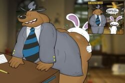 asking_a_question bottomless brown_body brown_fur bunny canine dat_ass eating_ass front_view furry furry_only gay looking_pleasured max_(sam_and_max) round_ass round_butt sam_(sam_and_max) sam_and_max side_view small_dom_big_sub suit white_body white_fur yaoi