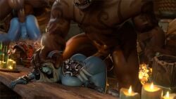 1boy 1girls against_table ahe_gao ass balls bent_over bent_over_table biceps big_ass big_biceps big_dom_small_sub blue-skinned_female blue_skin breasts brown_skin candlelight candles defeated defeated_heroine fantasy female femsub fire from_behind fucked_silly garrosh_hellscream huge_ass huge_balls huge_breasts large_breasts larger_male lipstick lipstick_mark lipstick_on_balls lipstick_on_penis looking_pleasured male male/female maledom mascara motion_blur muscular_male orc orc_dom orced penetration penis pinned_down plump_vulva pounding pussy red_sclera ruined_makeup sex shoulder_pads smaller_female straight submissive_female sylvanas_windrunner table tavern tektah tight_fit tongue_out tribal_tattoo vaginal vambraces vulva wooden_table world_of_warcraft